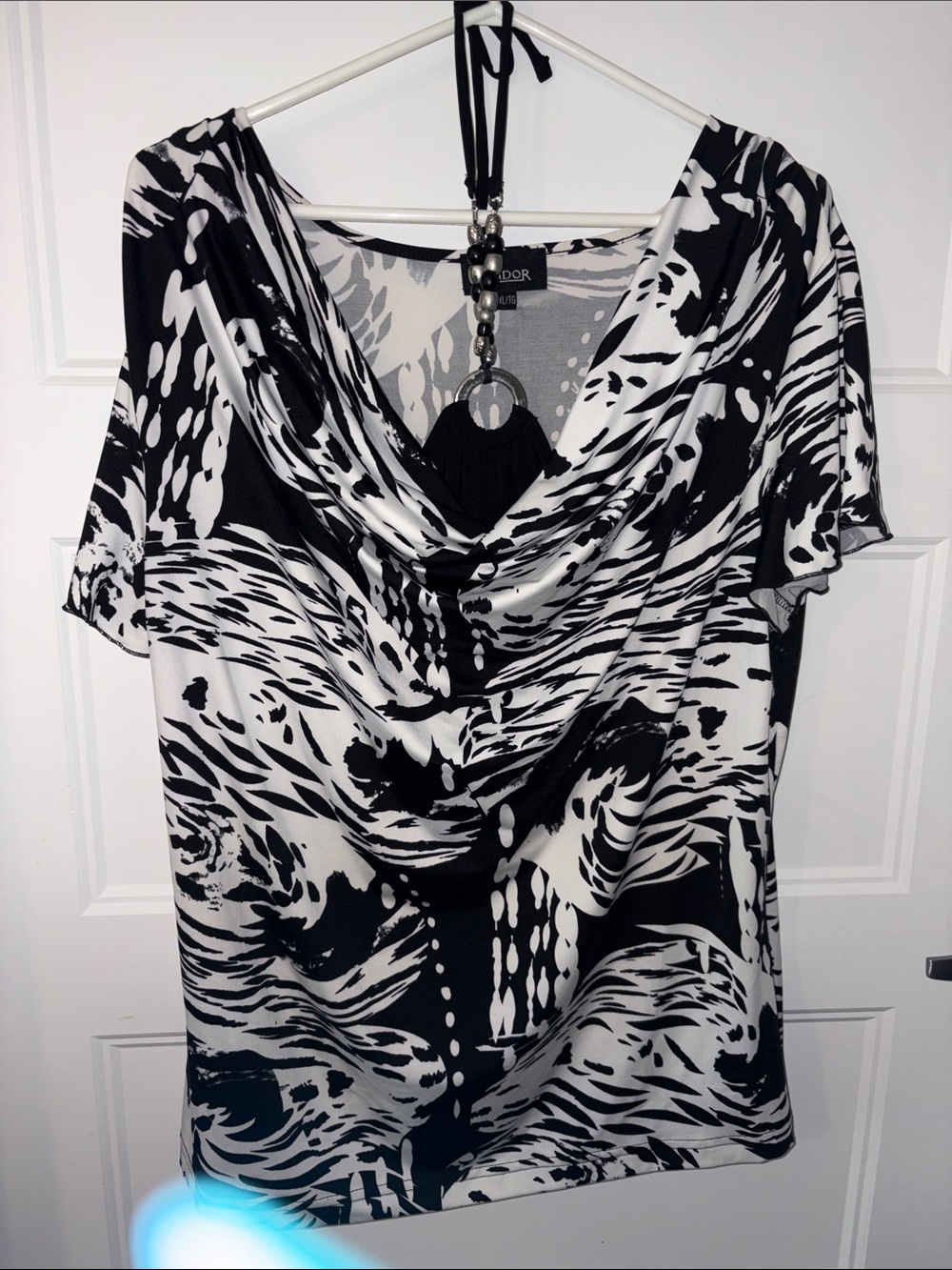 Black & White Cowl Neck Blouse XL